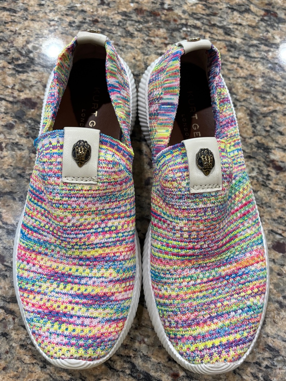 Kurt Geiger multi color Knit Slip-On Sneakers with eagle head emblem